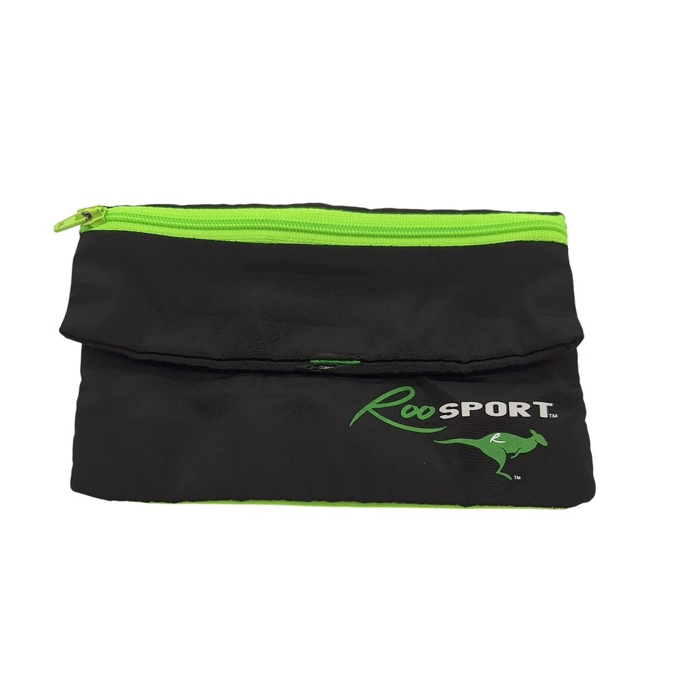 RooSport Magnetic Running Pouch Black Neon Green Beltless Workout Pocket Pocket